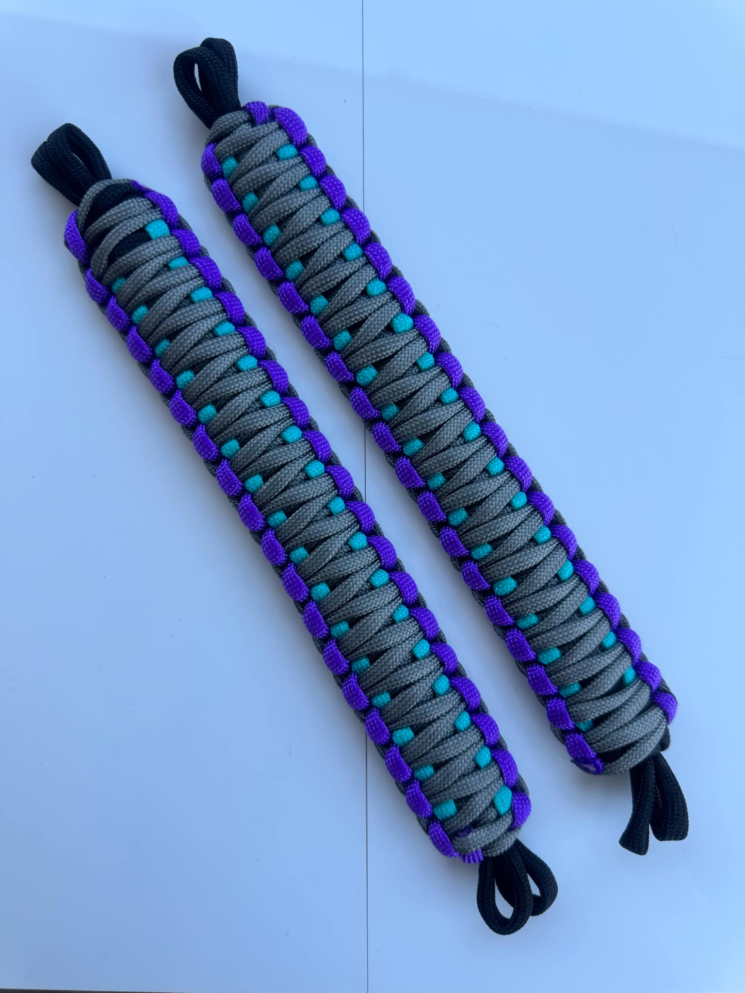 2x NMS PARACORD INTERIOR HANDLES (Pair) Purple Grey & Teal