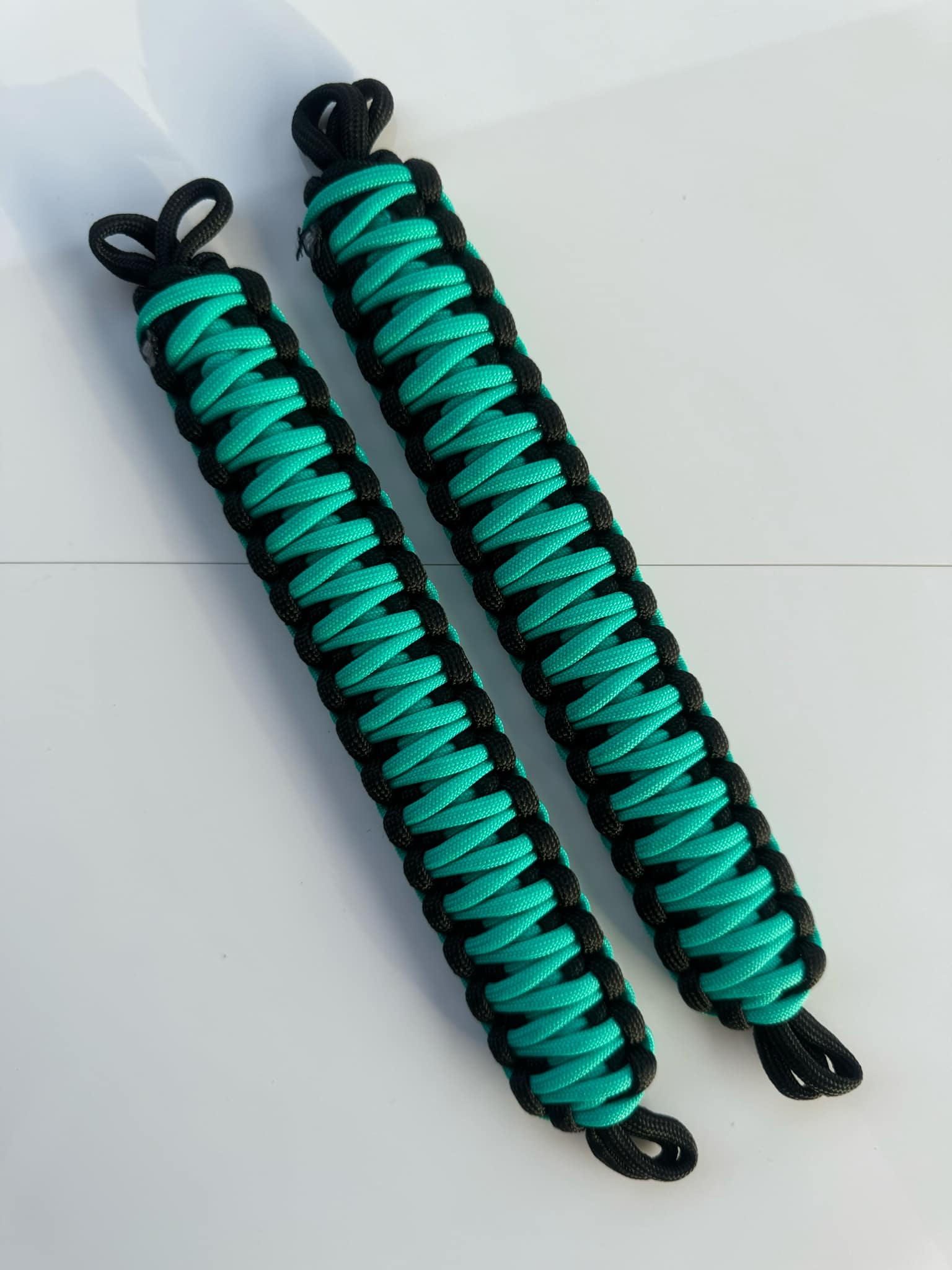 2x NMS PARACORD INTERIOR HANDLES (Pair) Black & Teal