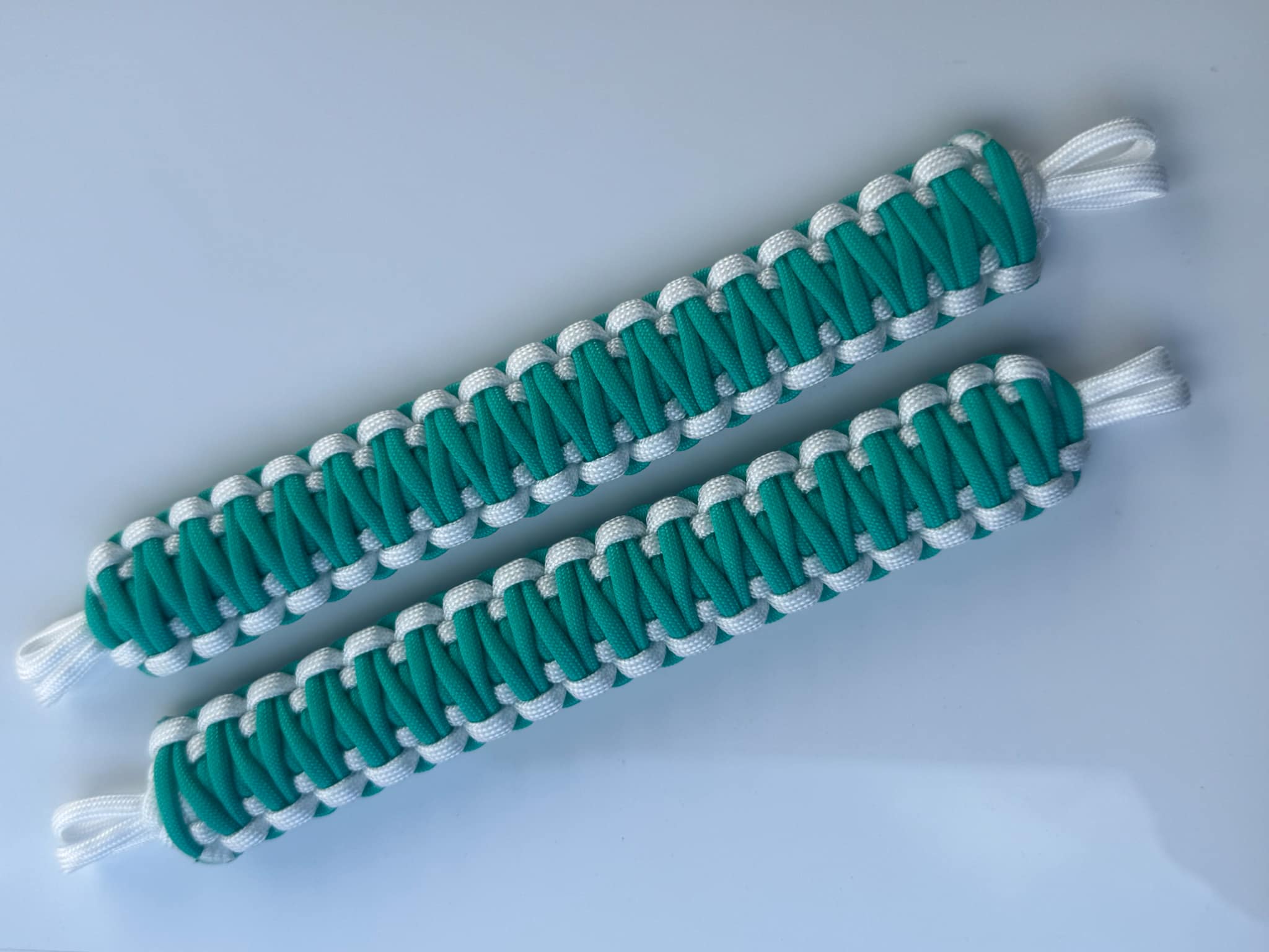 2x NMS PARACORD INTERIOR HANDLES (Pair) Teal & White