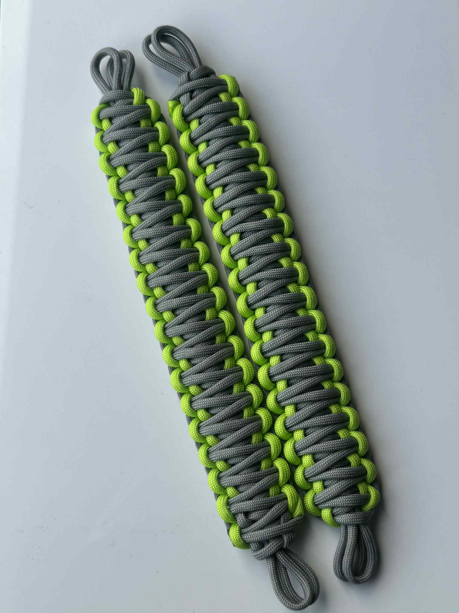 2x NMS PARACORD INTERIOR HANDLES (Pair) Grey & Lime