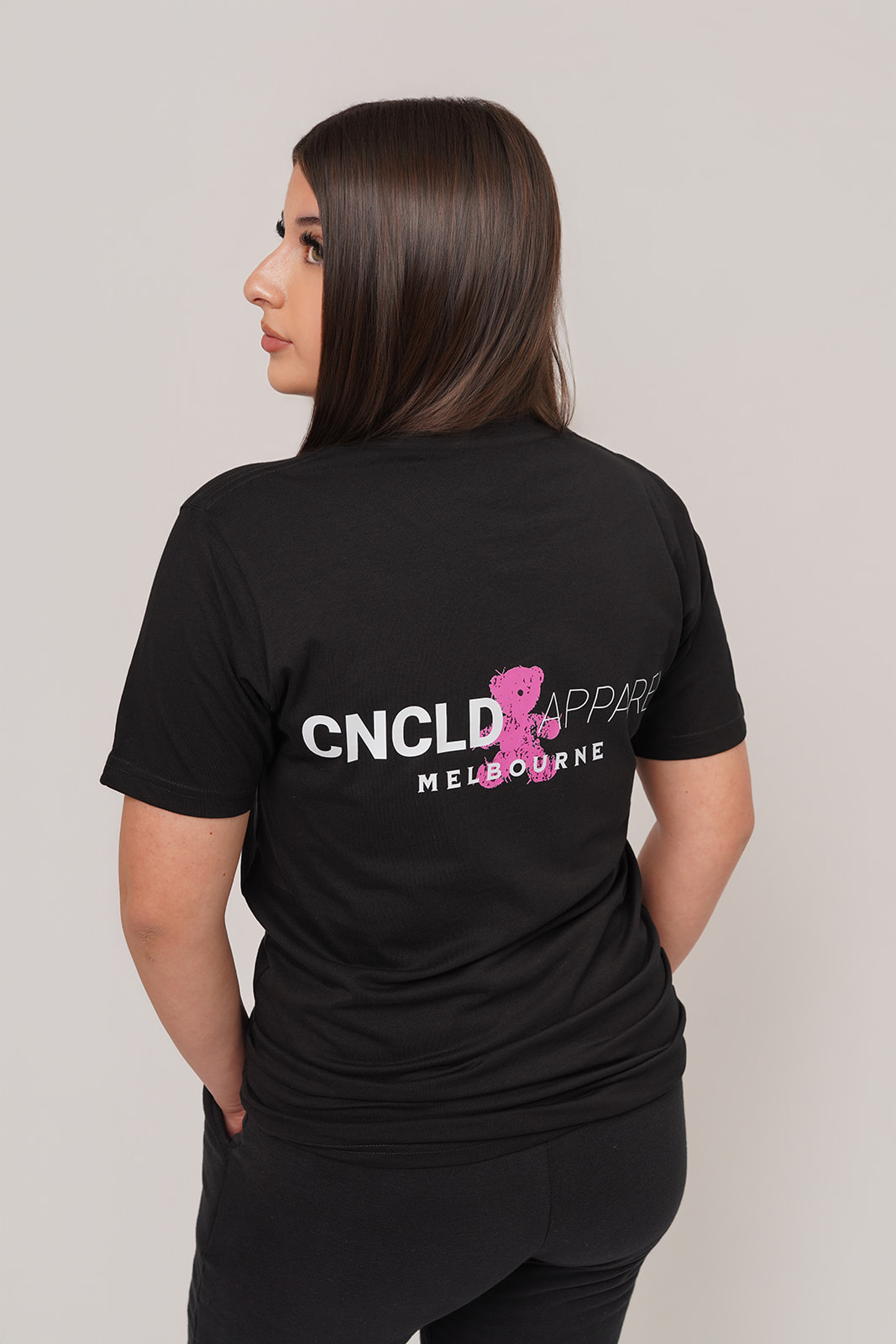 GRIZZLY TEE Black & Blush Pink