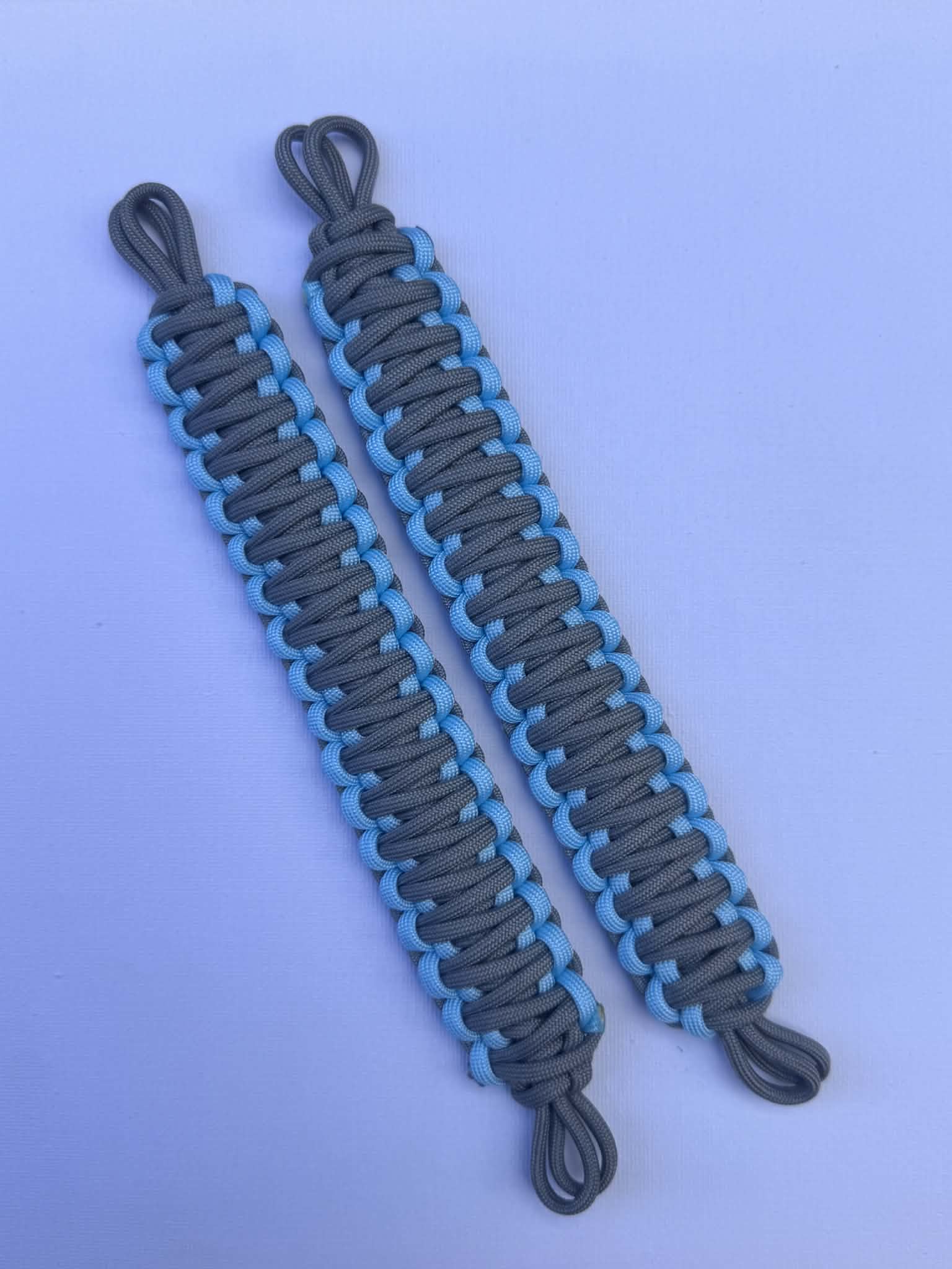 2x NMS PARACORD INTERIOR HANDLES (Pair) Grey & Sky Blue