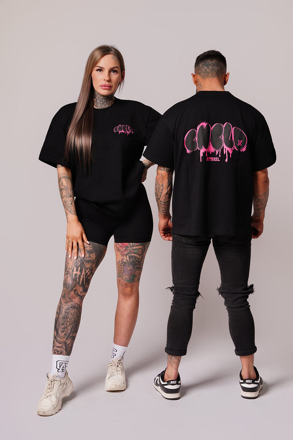 Electric Rose - Drip Tee Black & Pink