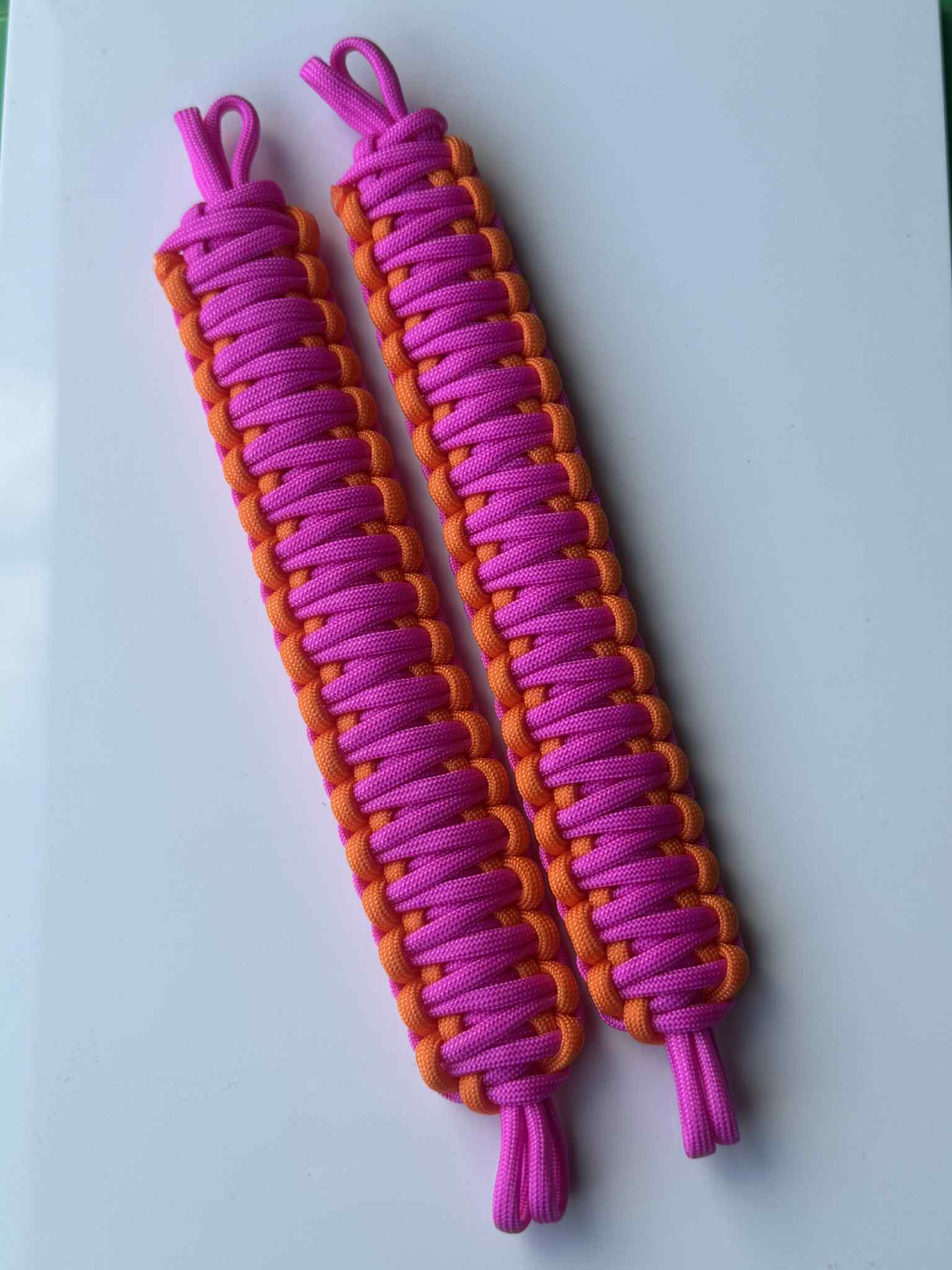2x NMS PARACORD INTERIOR HANDLES (Pair) Pink & Orange