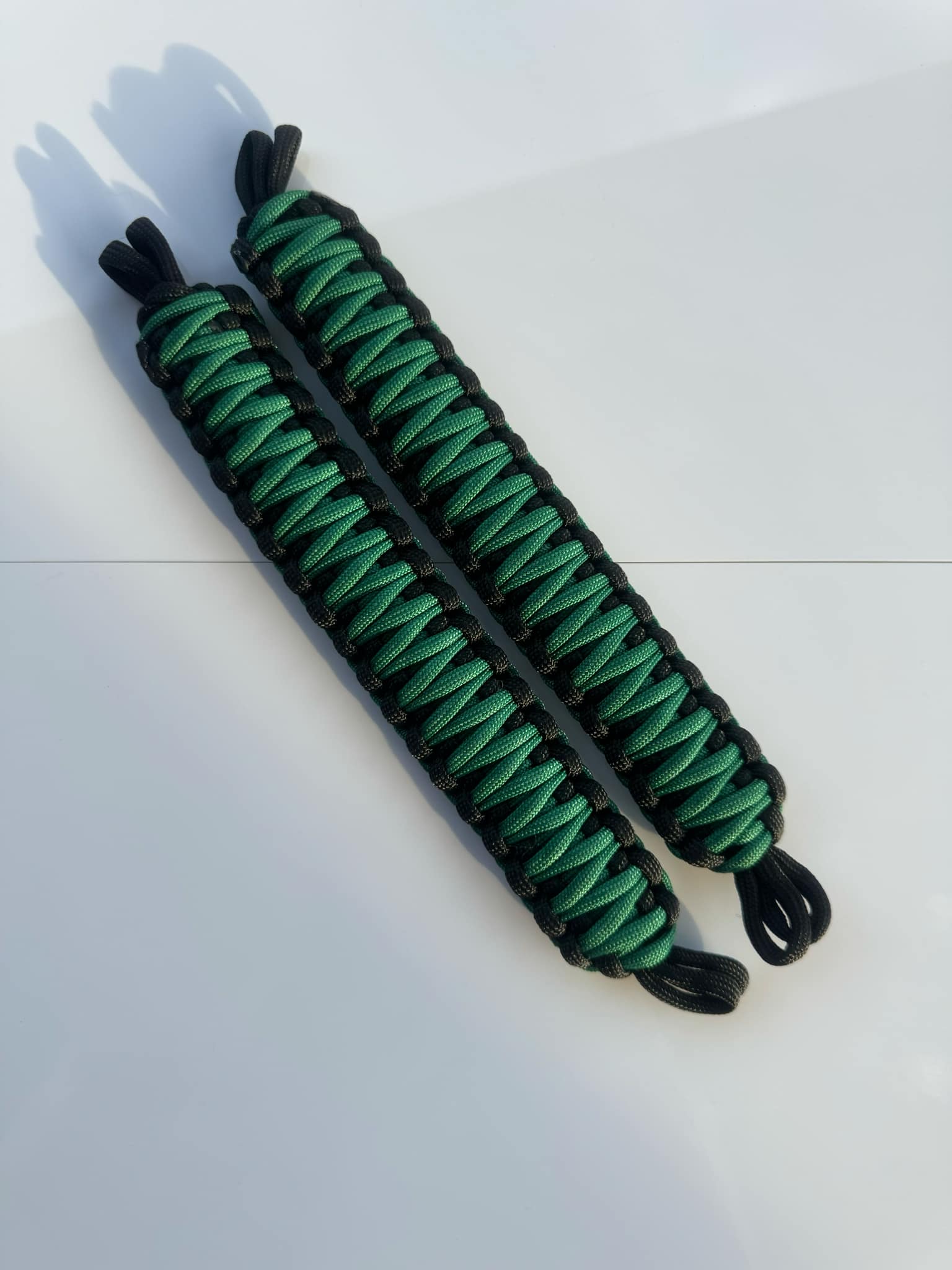 2x NMS PARACORD INTERIOR HANDLES (Pair) Black & Ivy Green