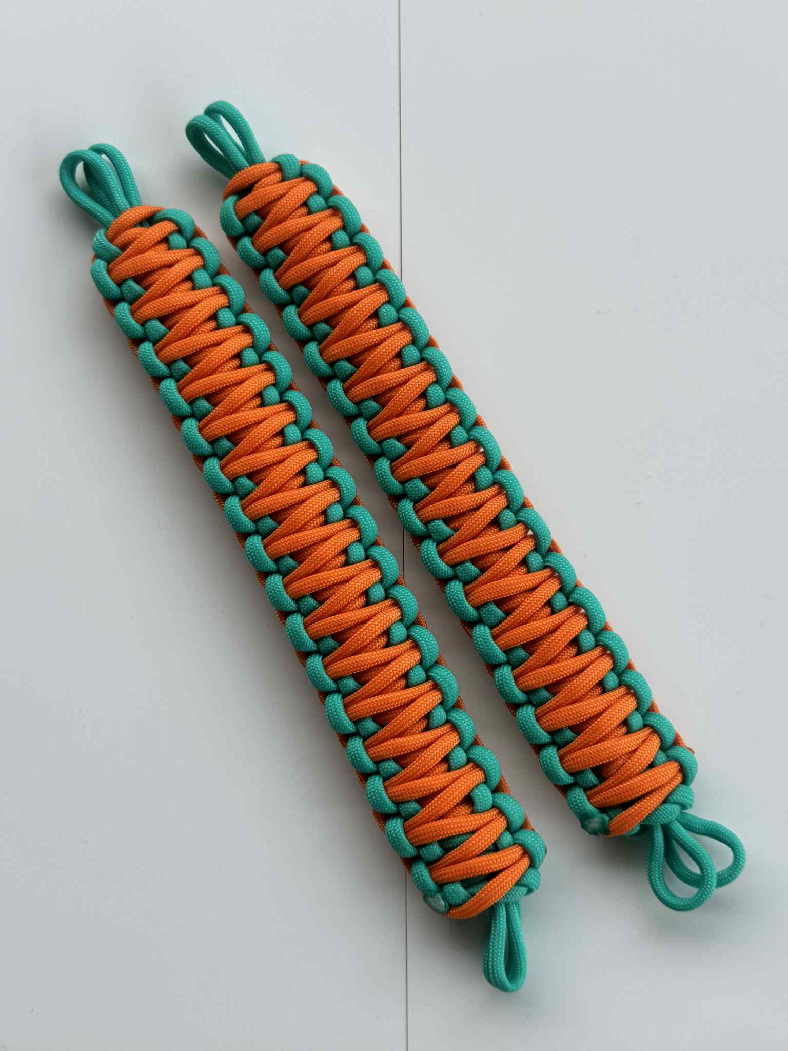 2x NMS PARACORD INTERIOR HANDLES (Pair) Orange & Teal